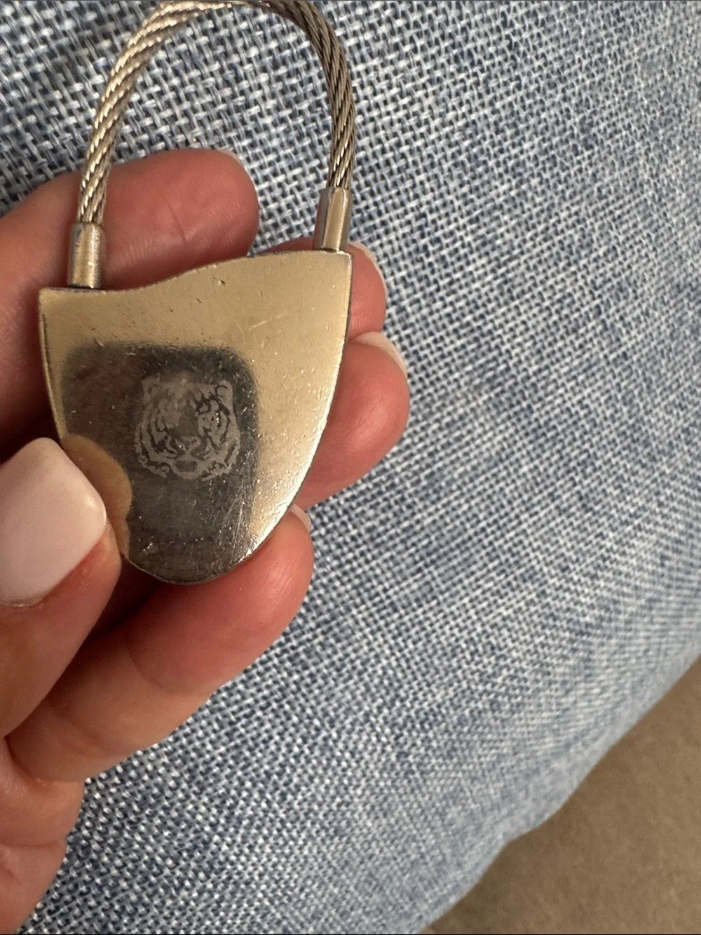 Silver stainless steel Keychain with Tiger Emblem